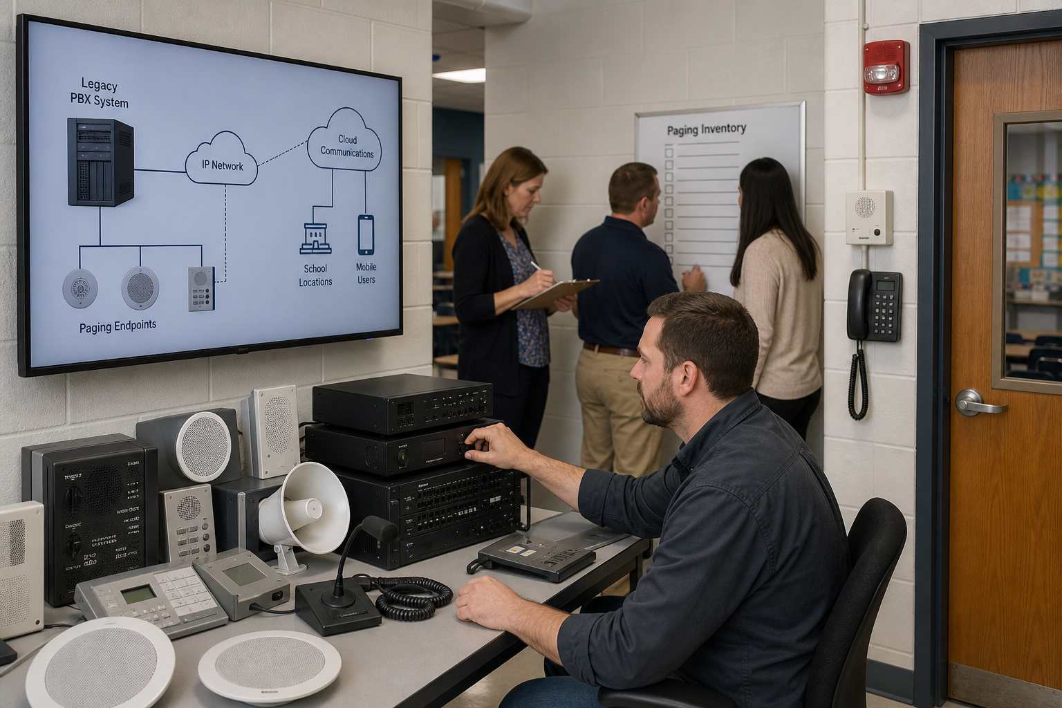 School Staff Collaborating On Cloud Migration Plan