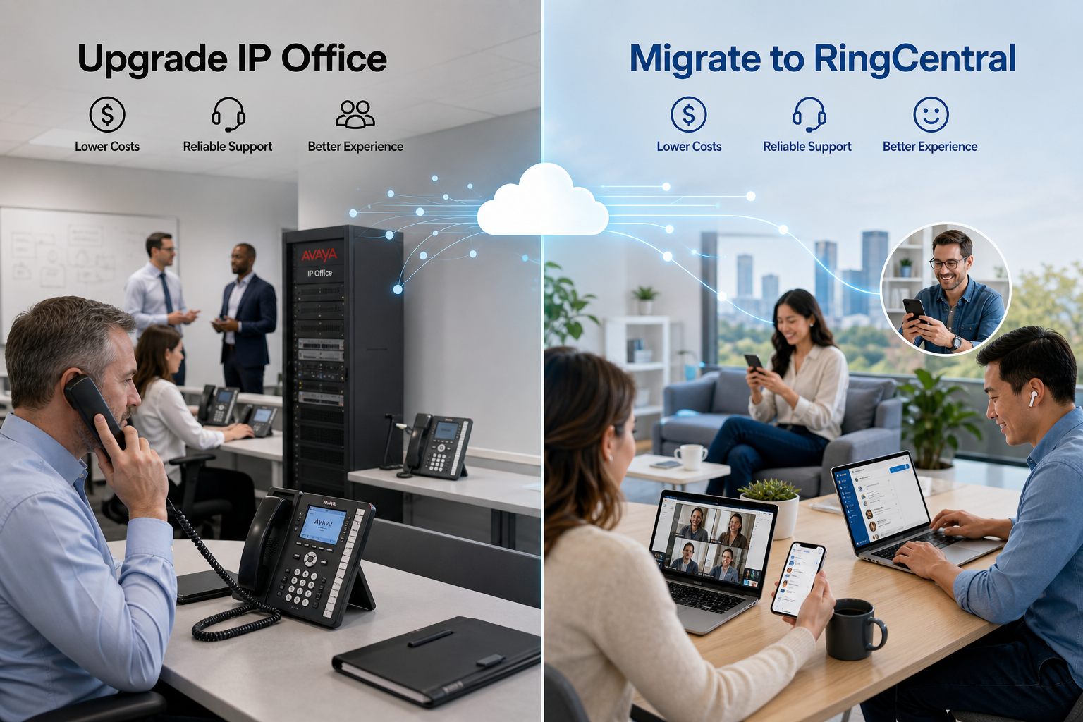 Split Screen Avaya IP Office To RingCentral Cloud Migration